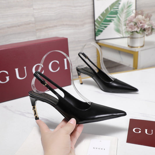 GG Castello Slingback 7.5cm Black Sheepskin 864304
