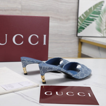 GG 26s Slide 5.5 With Bamboo Motif Blue Canvas 961224