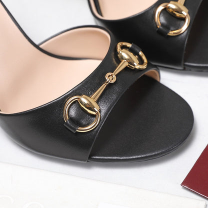 GG 26s Mules Crystal-Embellished Stiletto Heels Black Calfskin 961237