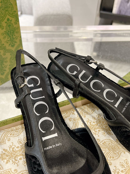 GG SLINGBACK FLATS BLACK VELVET