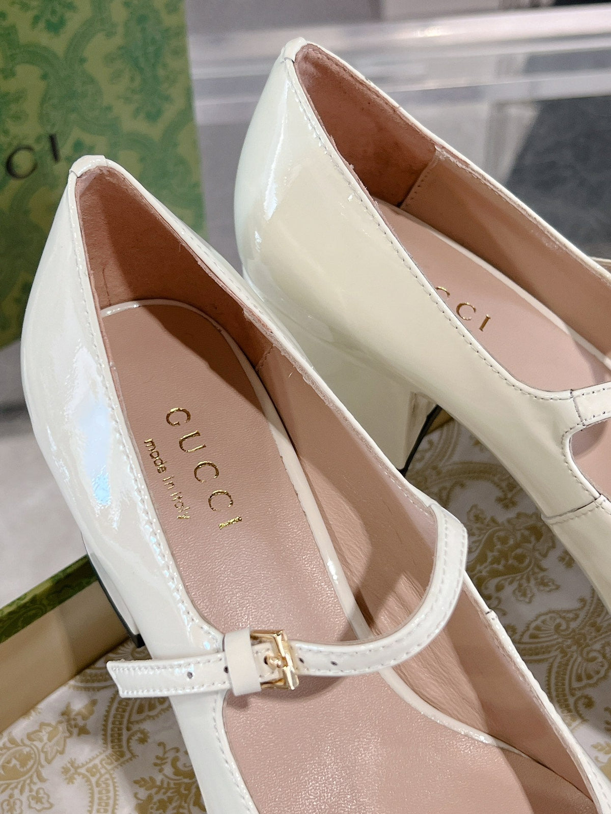 HORSEBIT MARY JANE HEEL IN WHITE CALFSKIN