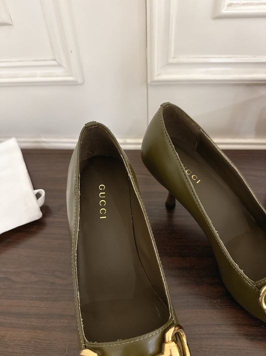 GG Boulevard Pumps 7.5cm Olive Leather 888850