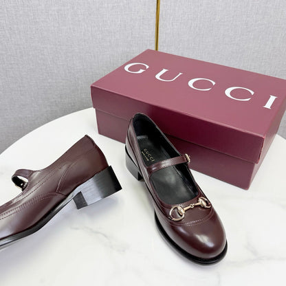 GG 26s Horsebit Loafers Burgundy Glossy Leather 639923