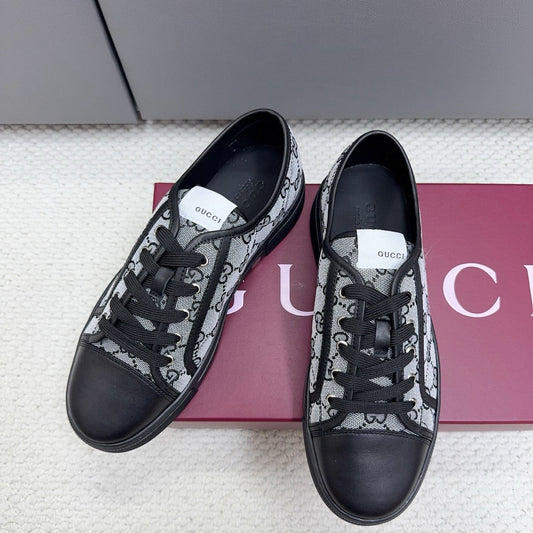 GG Tennis 1977 Sneakers Black White Canvas Leather 788205