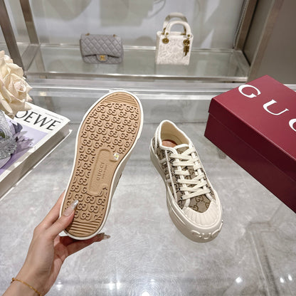 GG Chunky Sneaker 35mm Light Brown Beige Canvas 457446