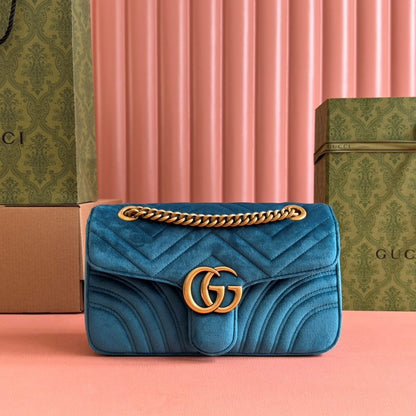 Gucci Marmont Flapbag 26 Deep Teal Velvet