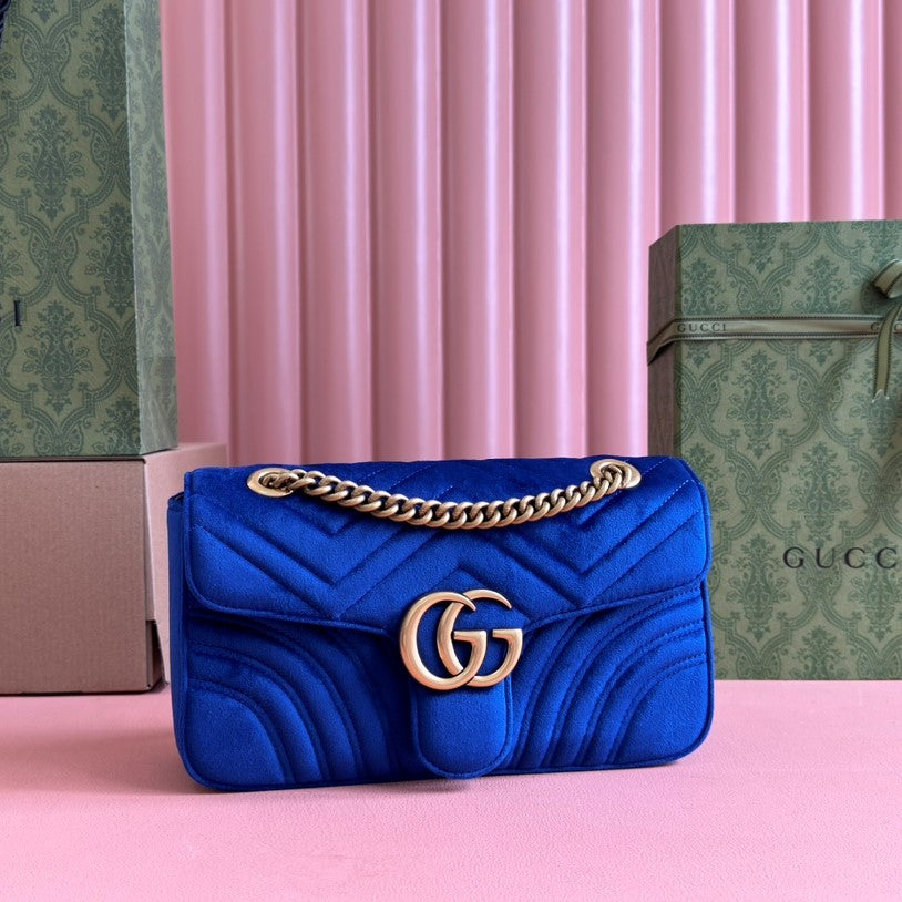 Gucci Marmont Flapbag 26 Blue Velvet