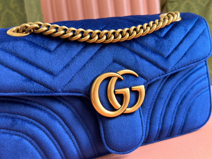 Gucci Marmont Flapbag 26 Blue Velvet