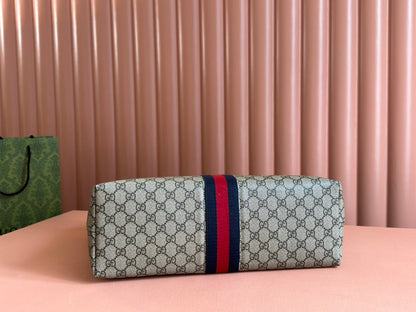 Gucci Ophidia 38cm Bag Ebony White Leather Canvas 244457