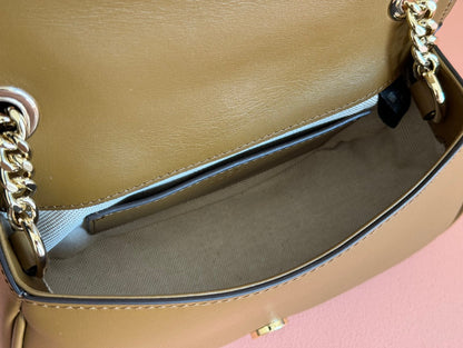Gucci Blondie Handbag Camel Brown Suede And Calfskin 272175