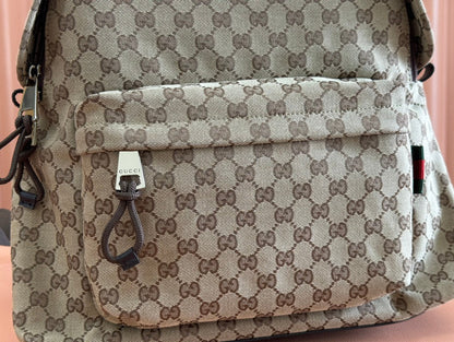 Gucci Backpack Beige mix Brown Canvas Leather 248446