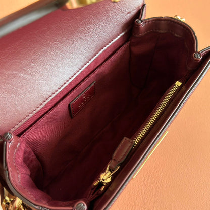 Gucci GO Small Shoulder Bag Burgundy Leather Canvas 248114