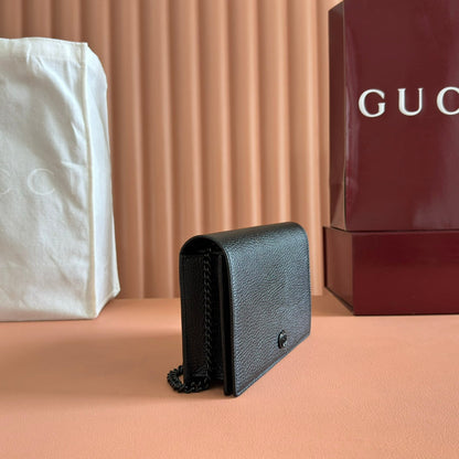 Gucci Marmont Chain Wallet Black Leather 255321