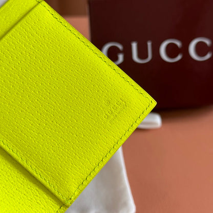 GG Long Card Case Neon Beige Canvas Leather