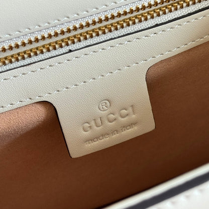 GG Sylvie Mini Chain Flap Bag White Lambskin 285219