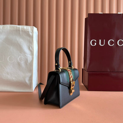 GG Sylvie Mini Chain Bag Black Lambskin