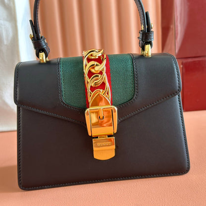 GG Sylvie Mini Chain Bag Black Lambskin