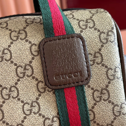 Gucci Boston Bag 20 Brown Beige Taupe Canvas Leather 285237