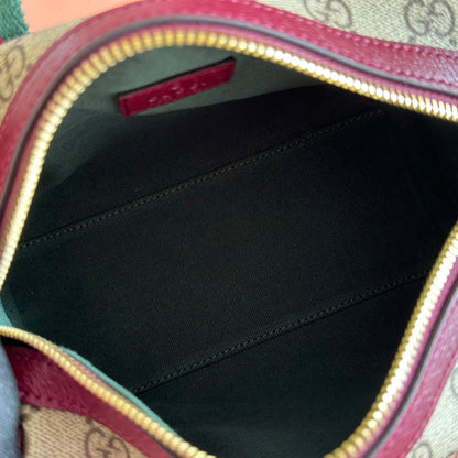 Gucci Boston Bag 20 Brown Beige Burgundy Canvas Leather 285238