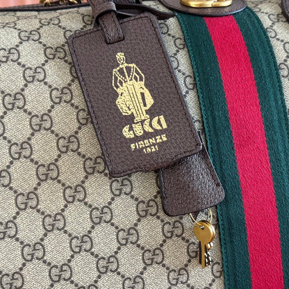 GG Savoy Medium Duffle Bag Brown Beige Leather