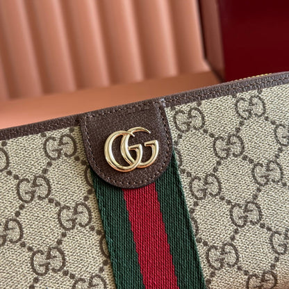 GG Ophidia Zip Around Wallet Brown Beige Canvas Leather