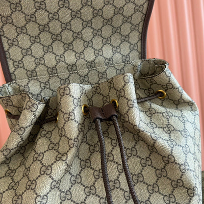 Gucci 26s Ophidia Large Backpack 46 In Beige And Brown Canvas