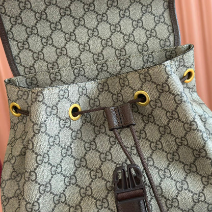 Gucci 26s Ophidia Large Backpack 40 In Beige And Brown Canvas