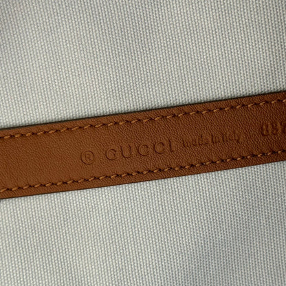 Gucci Totissima Tote Bag Light Blue Denim Canvas & Brown Leather.