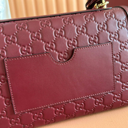 GG Padlock Handbag 26cm Burgundy GG Pattern Leather