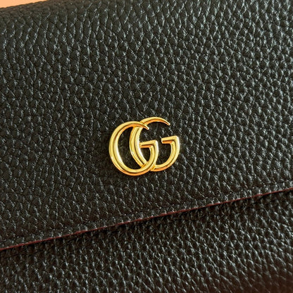 GG Bi-Color Marmont Continental Wallet Black Leather