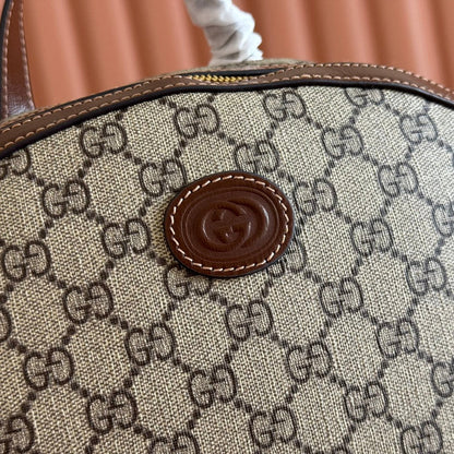 Gucci Interlocking G Backpack in Brown Beige GG Supreme Canvas Leather 273684