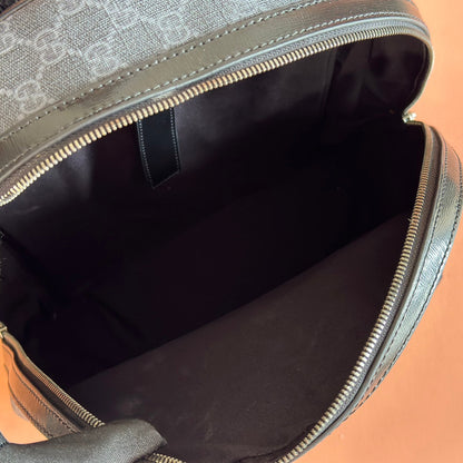 Gucci Interlocking G Backpack in Black GG Supreme Canvas Leather 273684