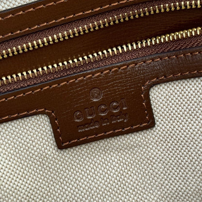 Gucci Large Interlocking G Shoulder Bag 25cm Chocolate Beige GG Supreme Canvas Leather 273677