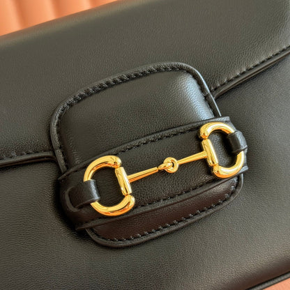 Gucci Horsebit 1955 Small Shoulder Bag Black Leather 273708