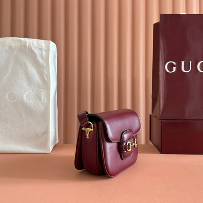 Gucci Horsebit 1955 Small Shoulder Bag Burgundy Leather 273708
