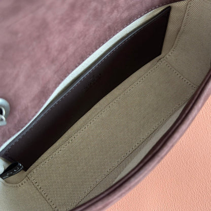 GG Marmont Medium Shoulder Bag Dark Brown Suede 272098