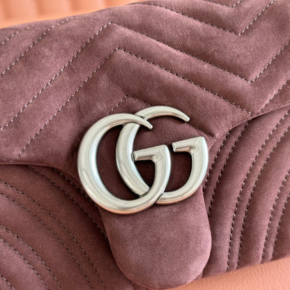 GG Marmont Shoulder Bag Dark Brown Suede 272099