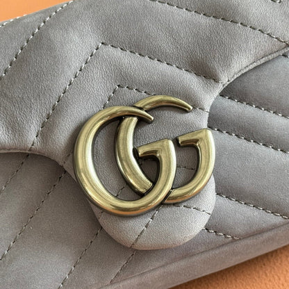 GG Marmont Mini Shoulder Bag Dusty Blue Suede 272092