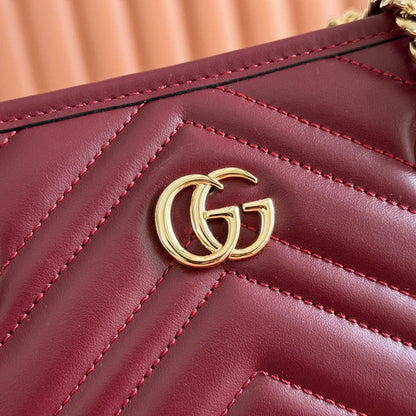 GG Marmont Matelasse Tote Burgundy Leather 271806