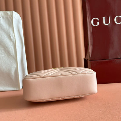 GG 2025 Marmont Bag 24cm Pink Gold Lambskin 273725