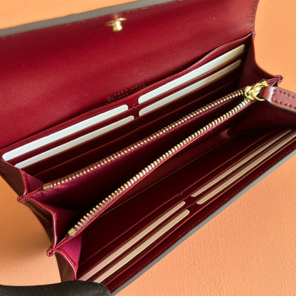 GG Emblem Continental Wallet Burgundy Cowhide