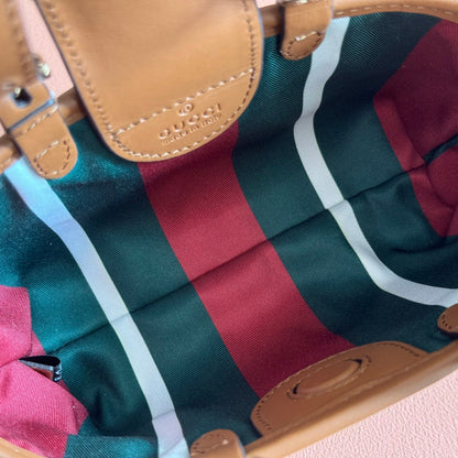 GG Emblem Mini Bag 17.5 Beige & Brown Fabric