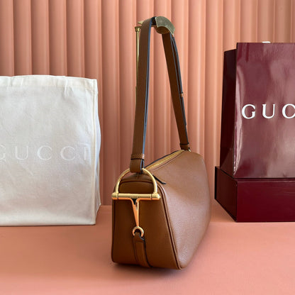 Gucci Half Horsebit Mini Bag 31.5 Brown Grain Cowhide 273167