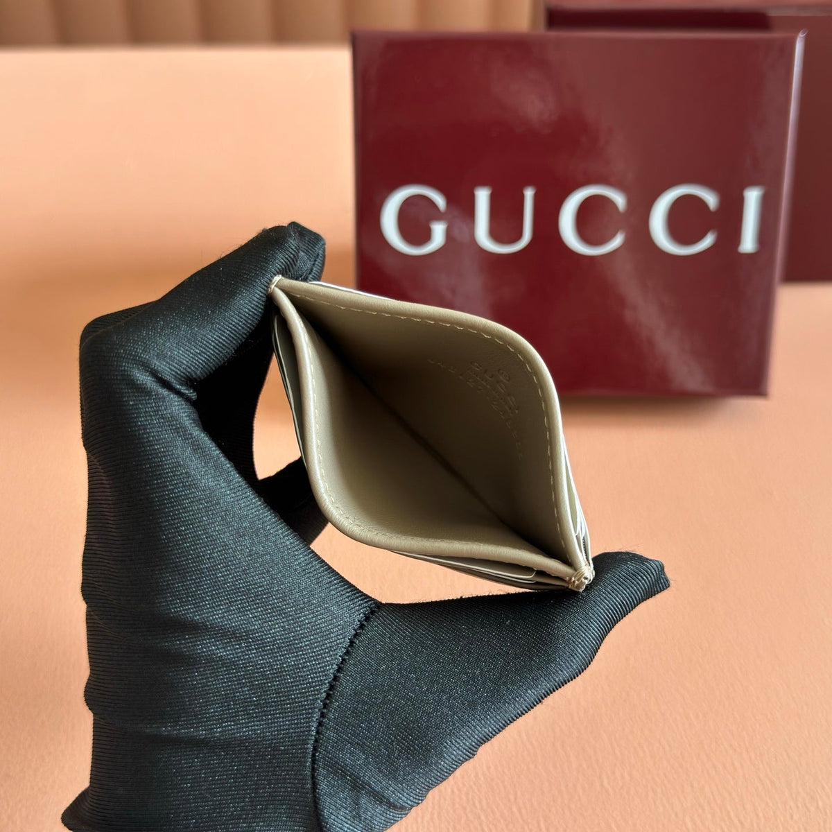 GG Marmont Card Holder Beige Matelassé Leather