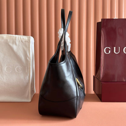 GG Mercato Medium Tote Bag Black Lambskin