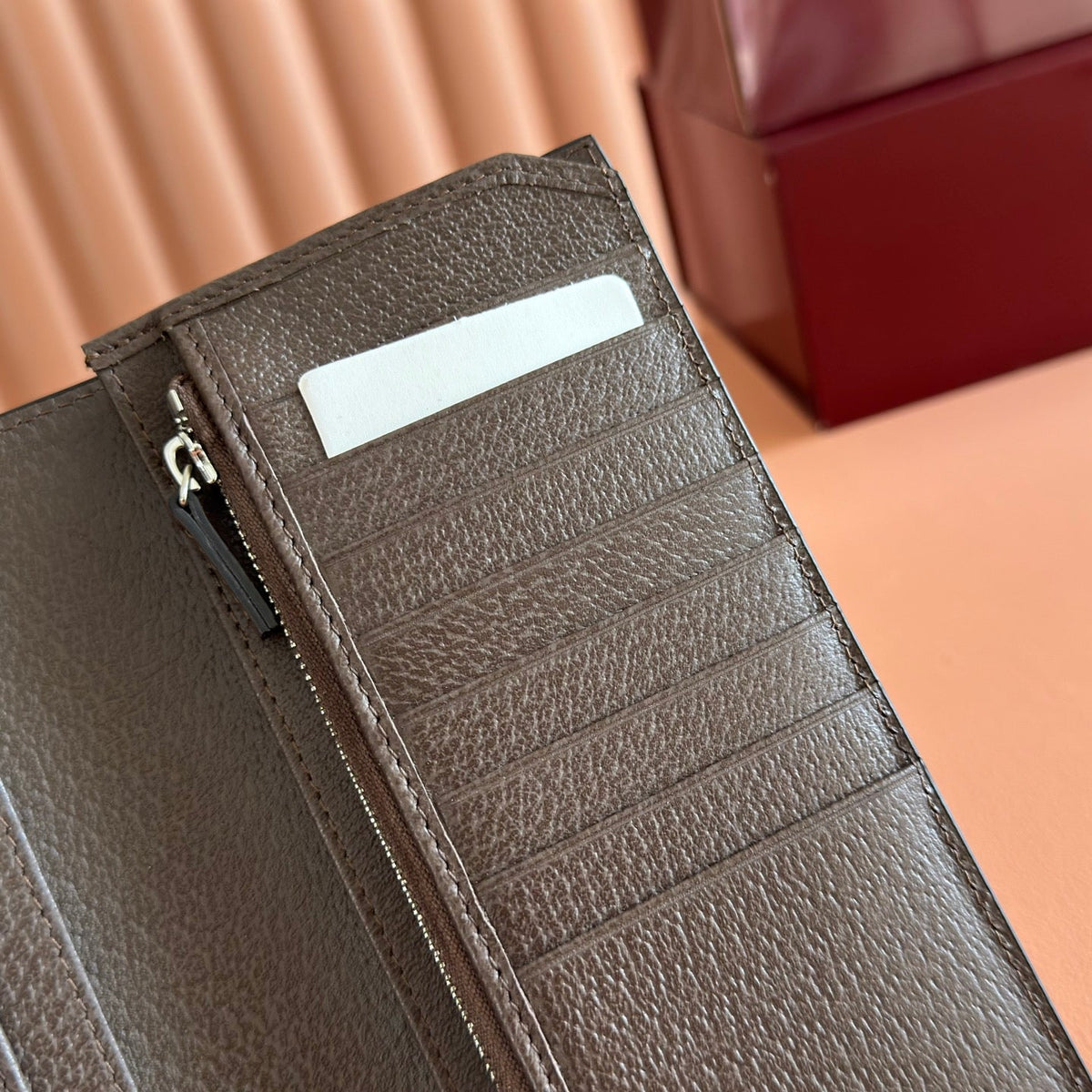 GG Supreme Long Passport Card Beige Dark Brown Canvas