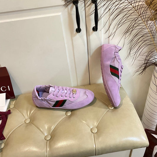Gucci 26s Sneaker In Light Purple Suede And Mesh Fabric