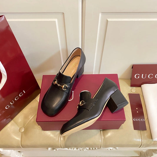 Gucci 26s Horsebit Loafers 55 Mm In Black Smooth Calfskin