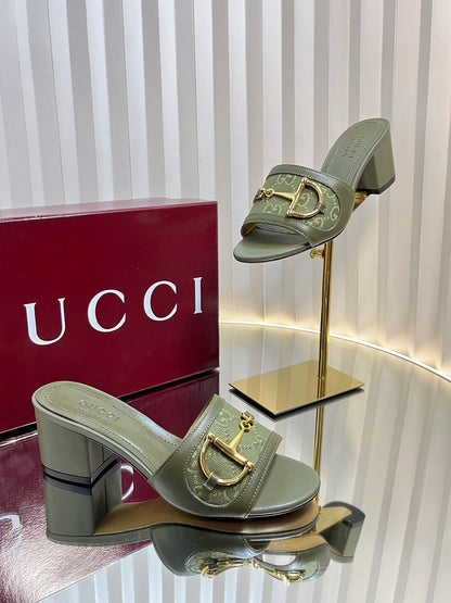 GC 25 Horsebit GG 50mm Sandals Dark Green Canvas 294679