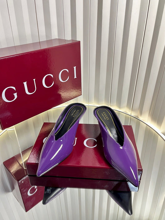 GG Women's Heeled Mules 50mm Purple Patent Leather 548395